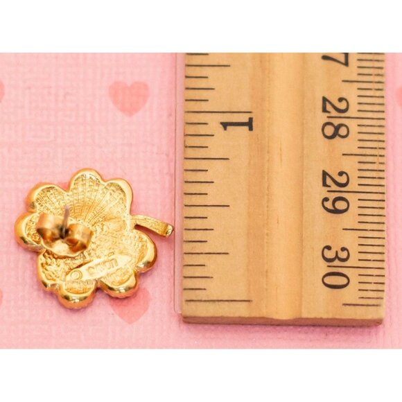 Vintage Four Clover Leaf Lucky Stud Earrings by Avon - X20 - Picture 3 of 3